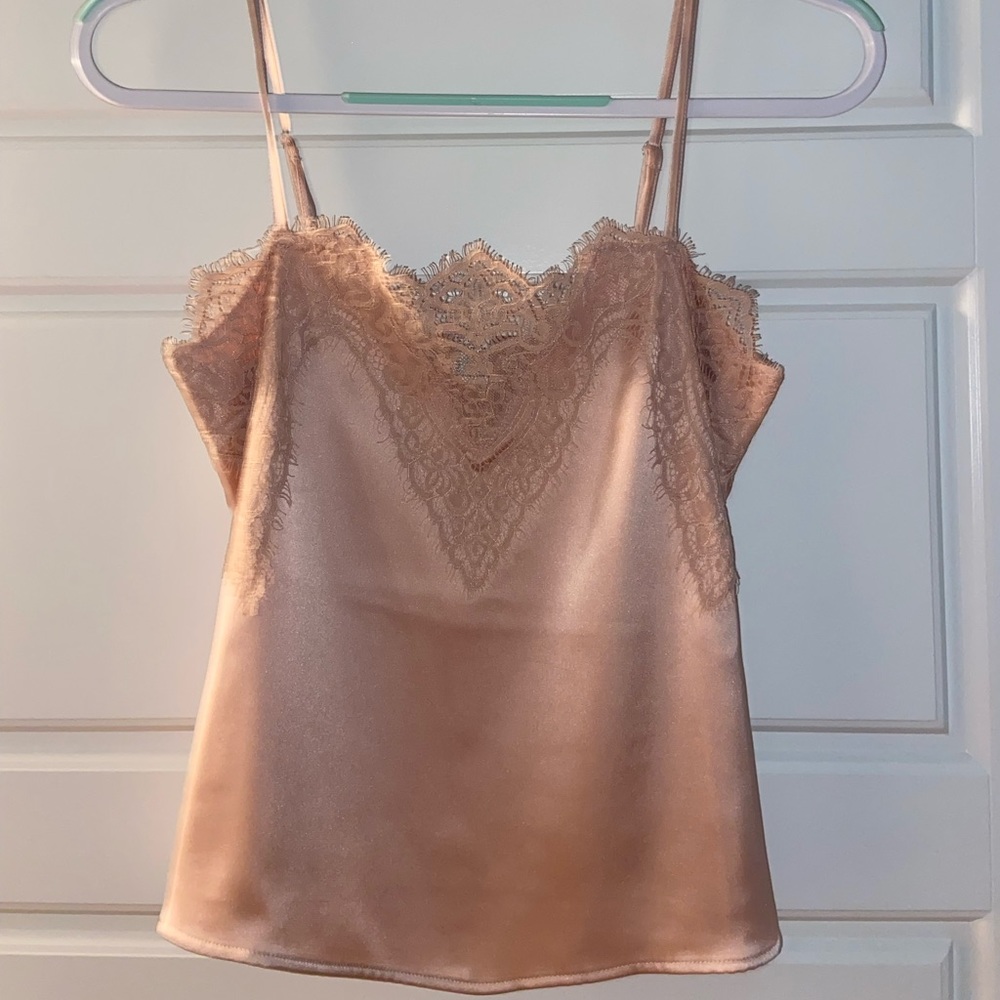 Pink silk tank top